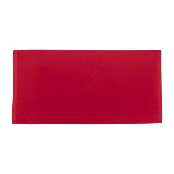 Jumbo Size Terry Dobby Hem Velour Beach Towel Velour Beach Towel 36 inch x 72 inch -Red, Towelsoft, Mfr#: HOME-BV1104-RED